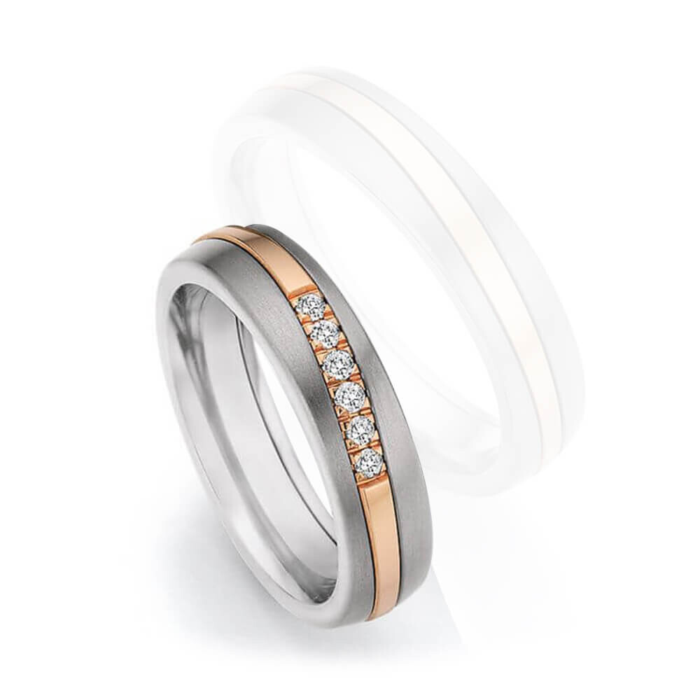 Damenring Surfing Colors Titan & Roségold 585 1420010