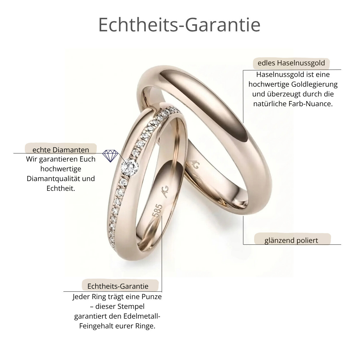 Trauringe Haselnussgold Brillant AG31383