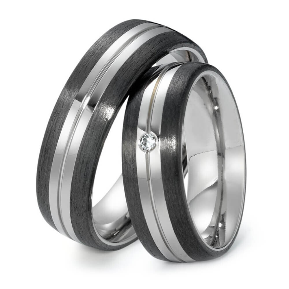 Trauringe Titan & Carbon Brillant 0,030 ct.