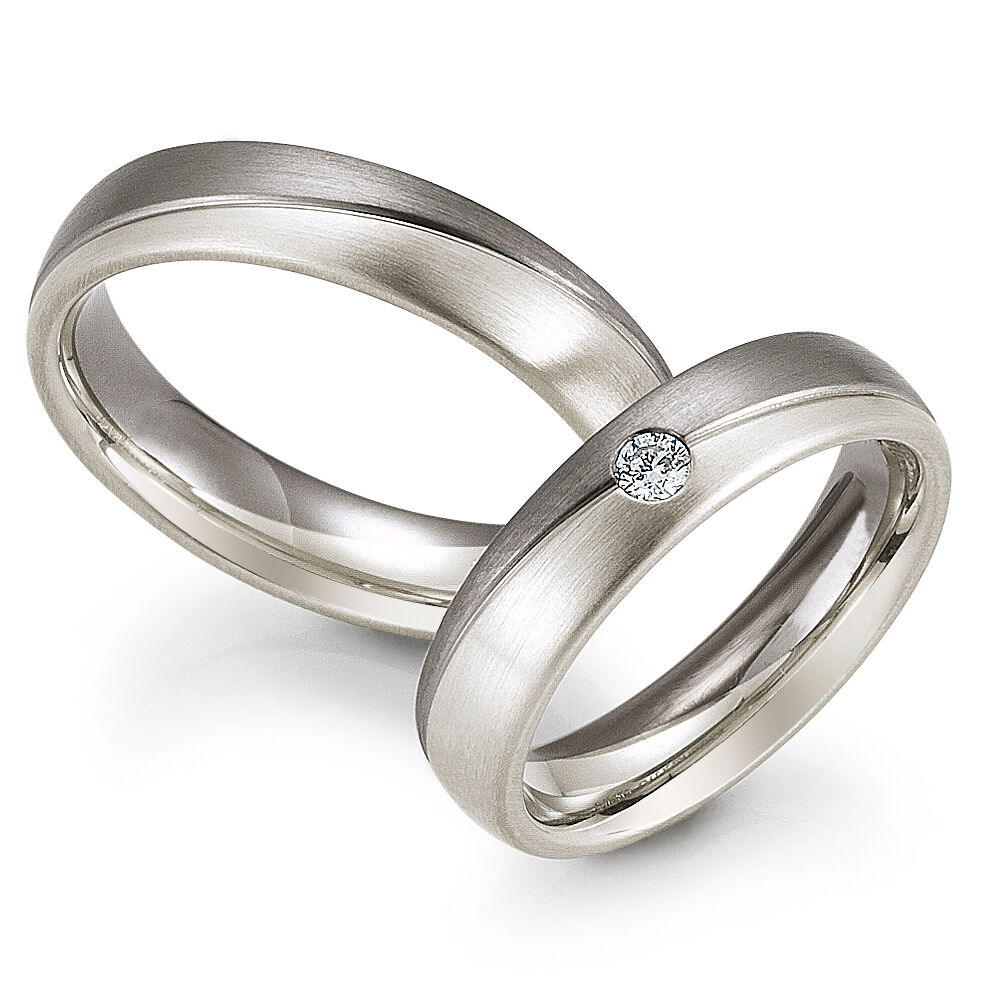 Trauringe Weißgold & Palladium Brillant 0,080 ct.