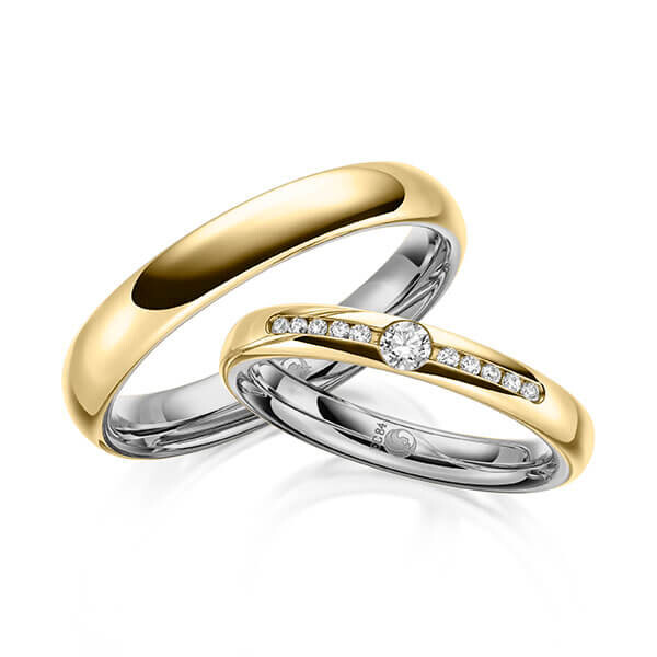Trauringe Bicolor Eheringe Gelbgold Graugold RU-1645