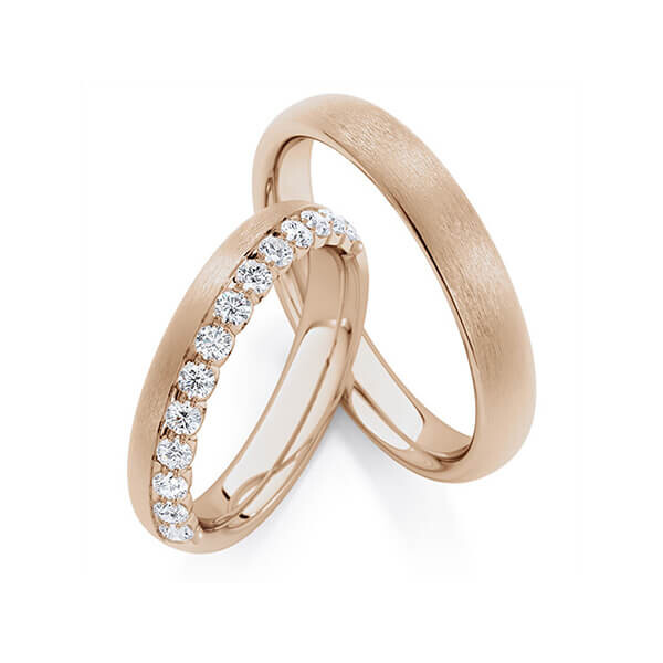 Trauringe Memoire Peach-Gold 585 Diamant zus. 0,390 ct. tw, si RU-1759