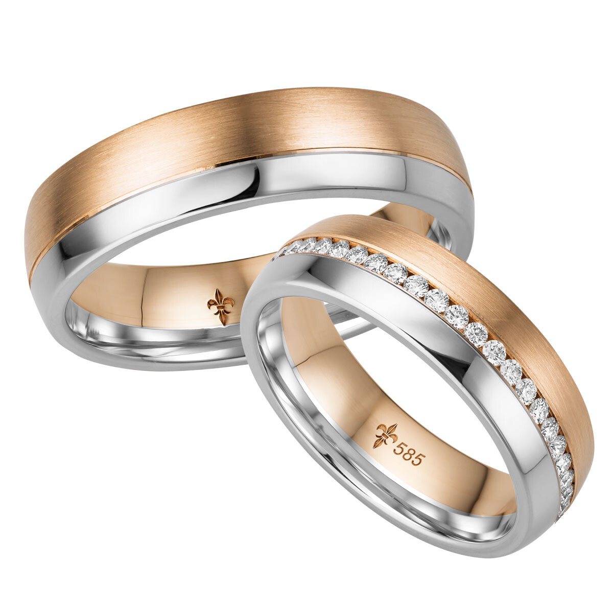 Trauringe Léonie Roségold & Weißgold TR-0-00024 & TR-1-00024