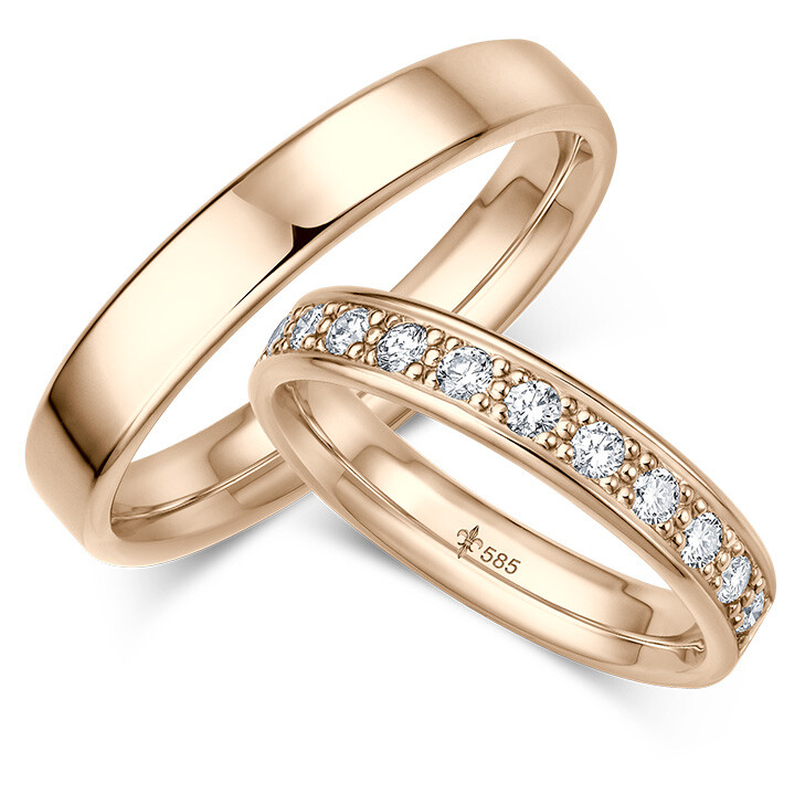 Trauringe TR-0-00067 & TR-1-00067 Christine Roségold lupenrein