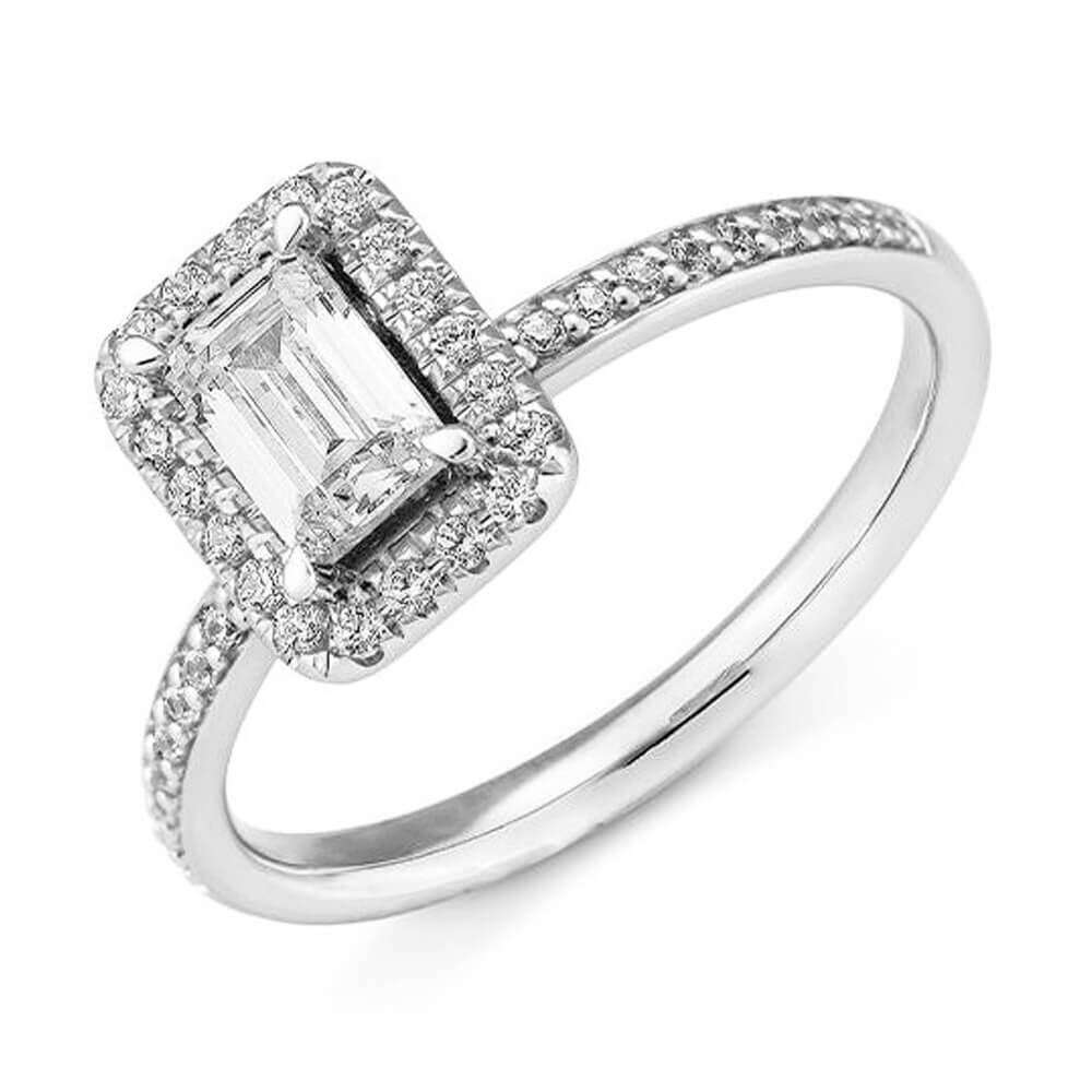 Verlobungsring Emerald Weißgold Lab-Grown Diamanten