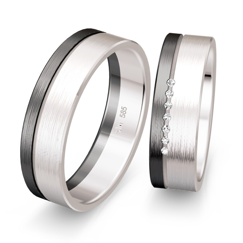 Trauringe Weißgold & Graugold 49/83140 & 49/83141