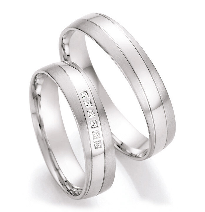 Trauringe Weißgold Brillant CR 66/41090 & 66/41100