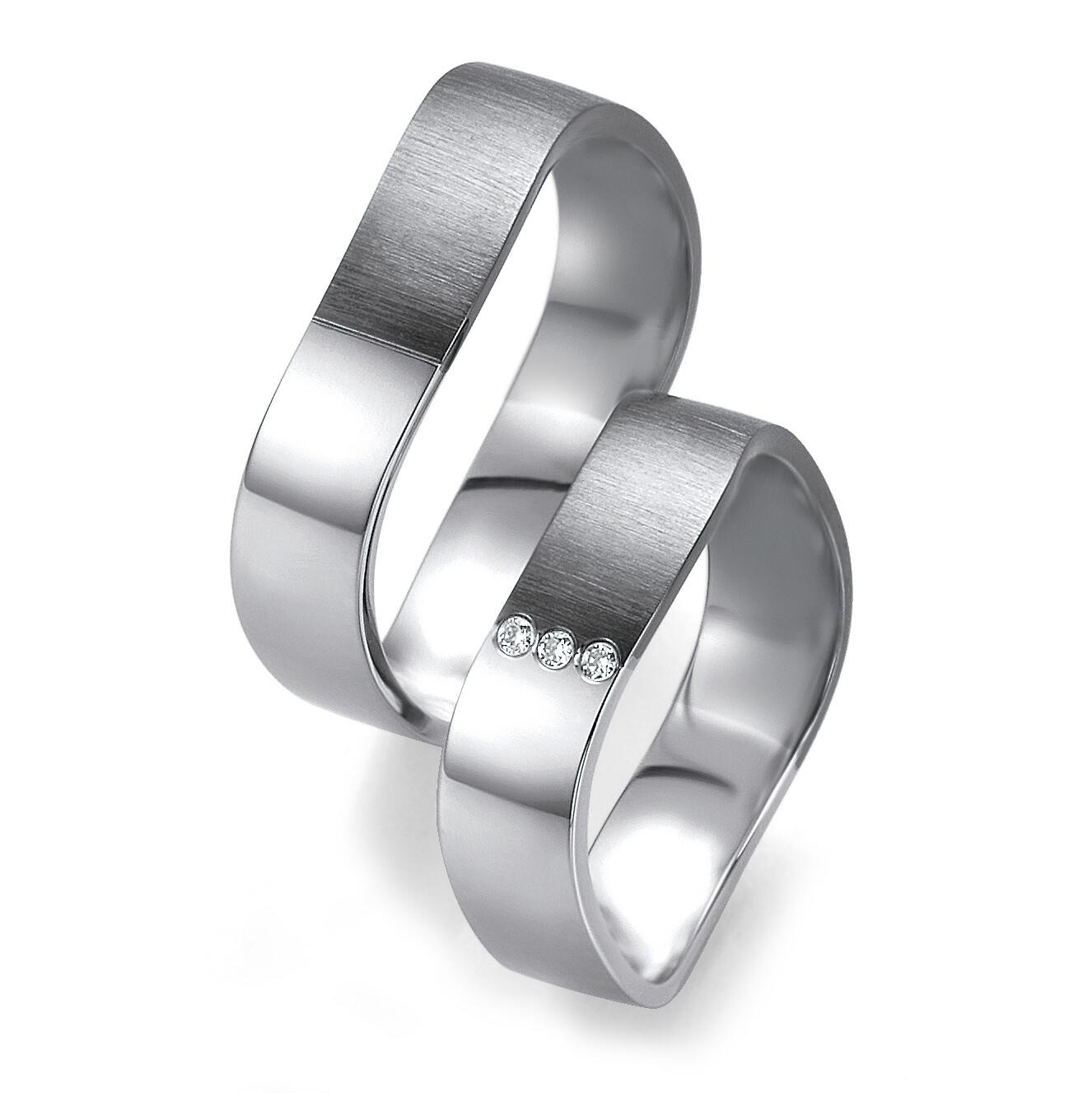 Trauringe aus Weißgold & Graugold - TRS07BR159WGr