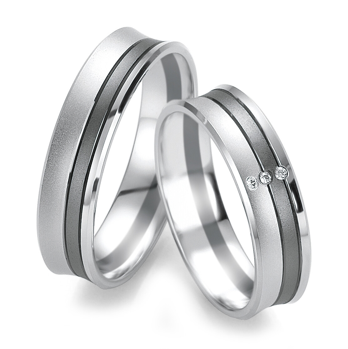 Trauringe aus Weißgold & Graugold - TRS07BR153WGr