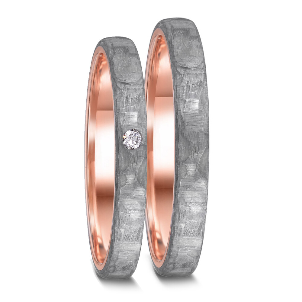 Ecstatic Love Eheringe aus Rotgold & Carbon grau TNO52658