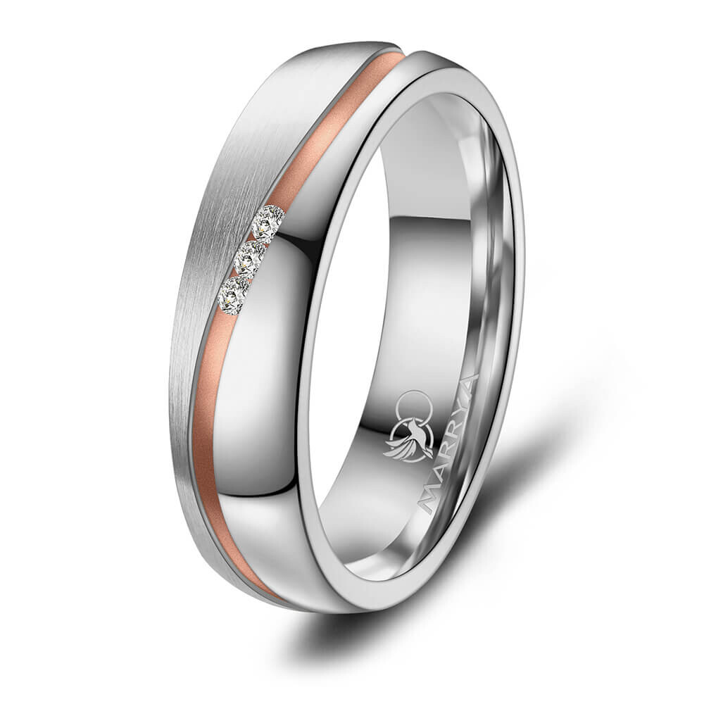 Damenring Edelstahl Rosé plattiert Zirkonia ES11