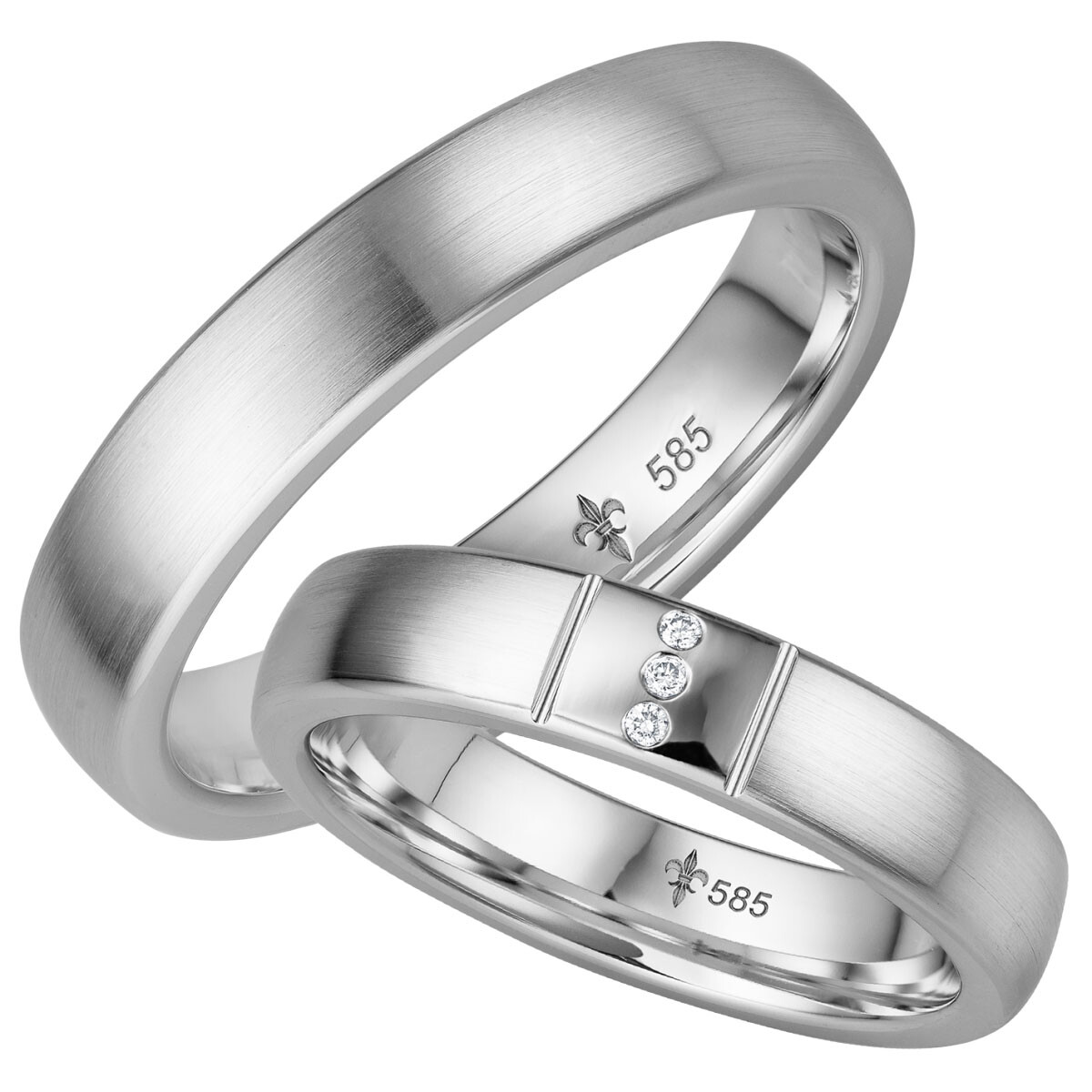 Trauringe Bernadette Weißgold TR-0-00037 & TR-1-00037