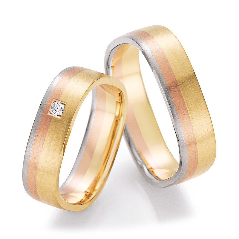 Trauringe Tricolor Sunrise 66/44030 & 66/44040 Brillant