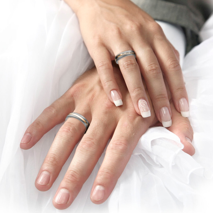 Trauringe 14/20010 & 14/20020 Titan & Roségold 585