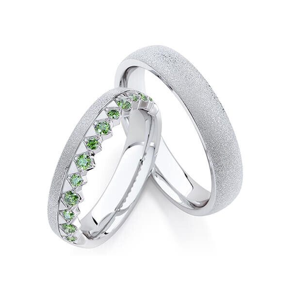 Trauringe Memoire Platin 950 Apple Green zus. 0,285 ct. RU-1772