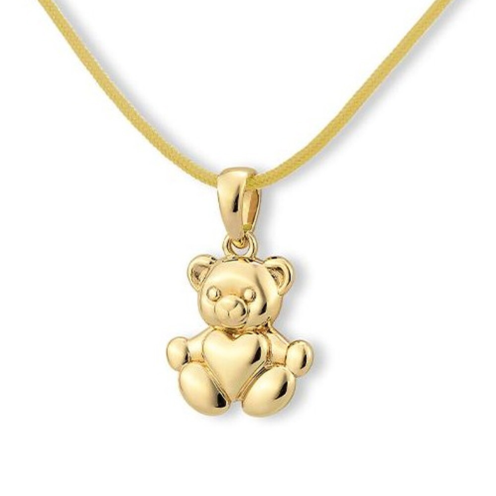Collier Kids Teddybär Silber vergoldet - Band gelb