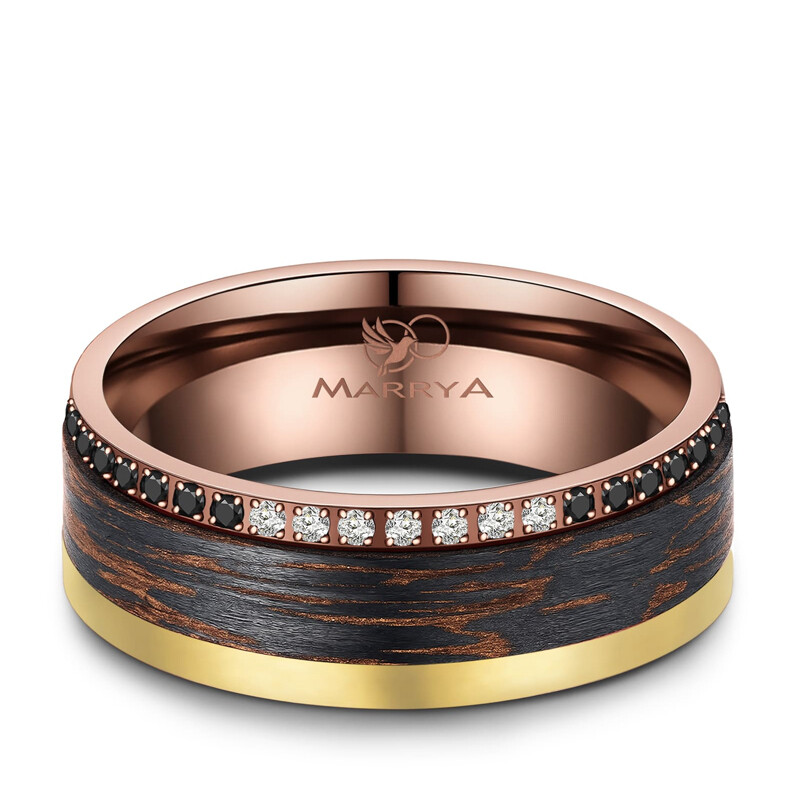 Breiter Damenring Carbon Bronce Gold CB-07