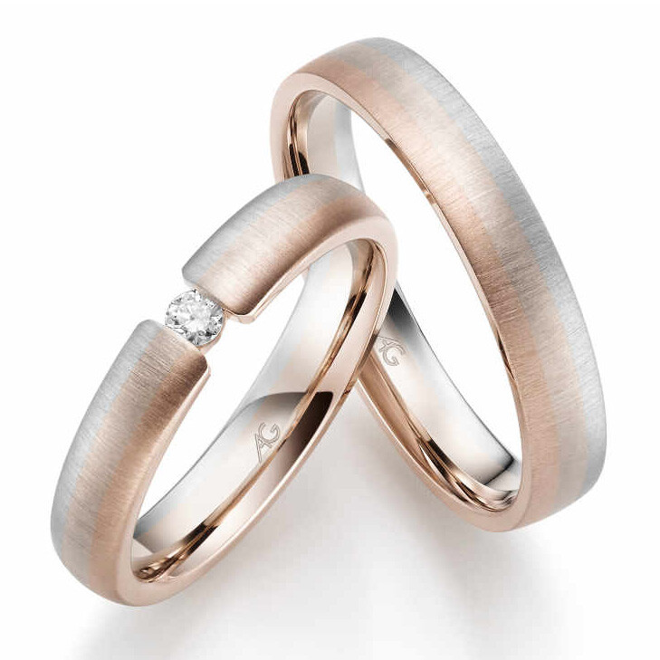 Eheringe Trauringe Mondlicht Brillant 31150/4 Rot-Haselnuss Weißgold