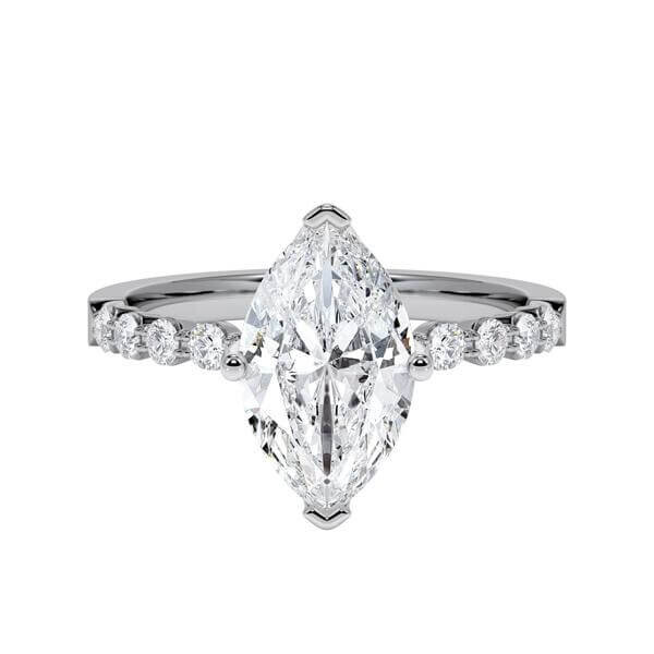 Diamantring Graugold 585 & Weißgold 585 Lab Grown Marquise-Diamant zus. 2,300ct RU-1786