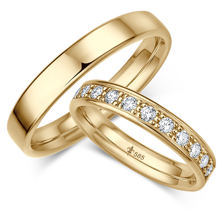 Trauringe TR-0-00067 & TR-1-00067 Christine Gelbgold lupenrein