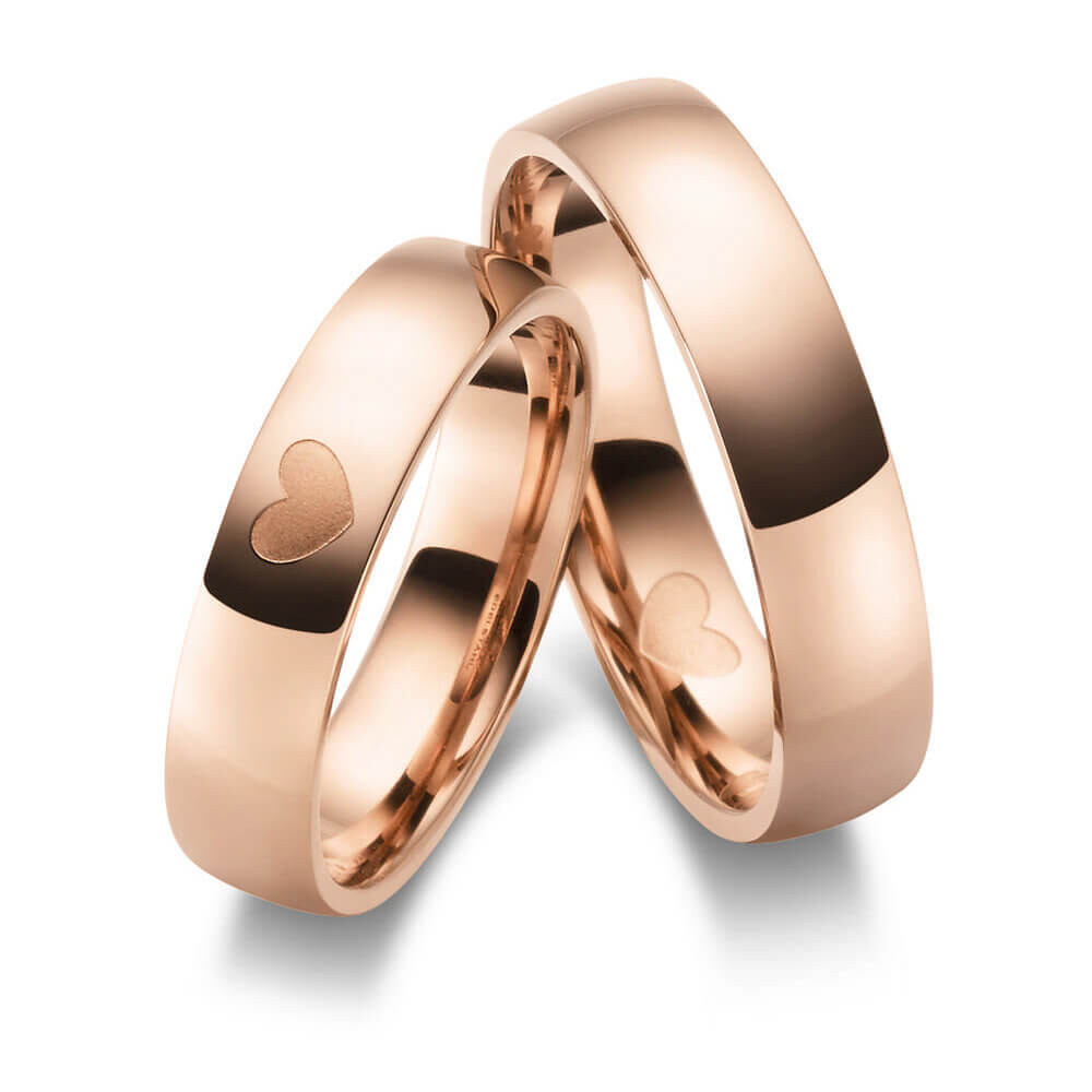 Partnerringe Edelstahl Roségold plattiert Herz Zirkonia ES-31
