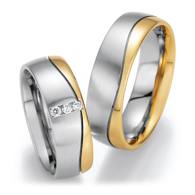 Trauringe Weißgold Gelbgold Brillant CR  66/40070 & 66/40080