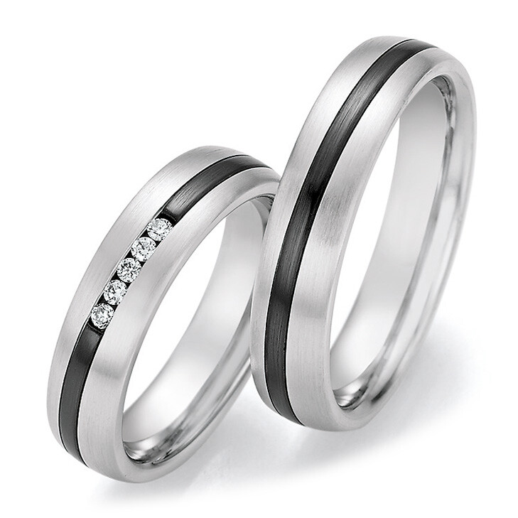 Eheringe Trauringe Bicolor 14/10110 & 14/10120 Weißgold Zirconium