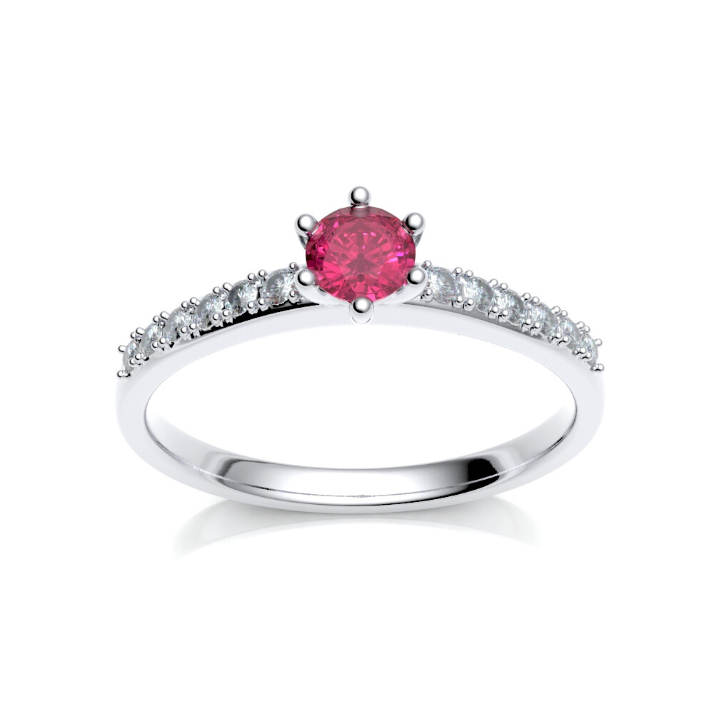 Verlobungsring Pavé aus Silber 925 Rubin Zirkonia