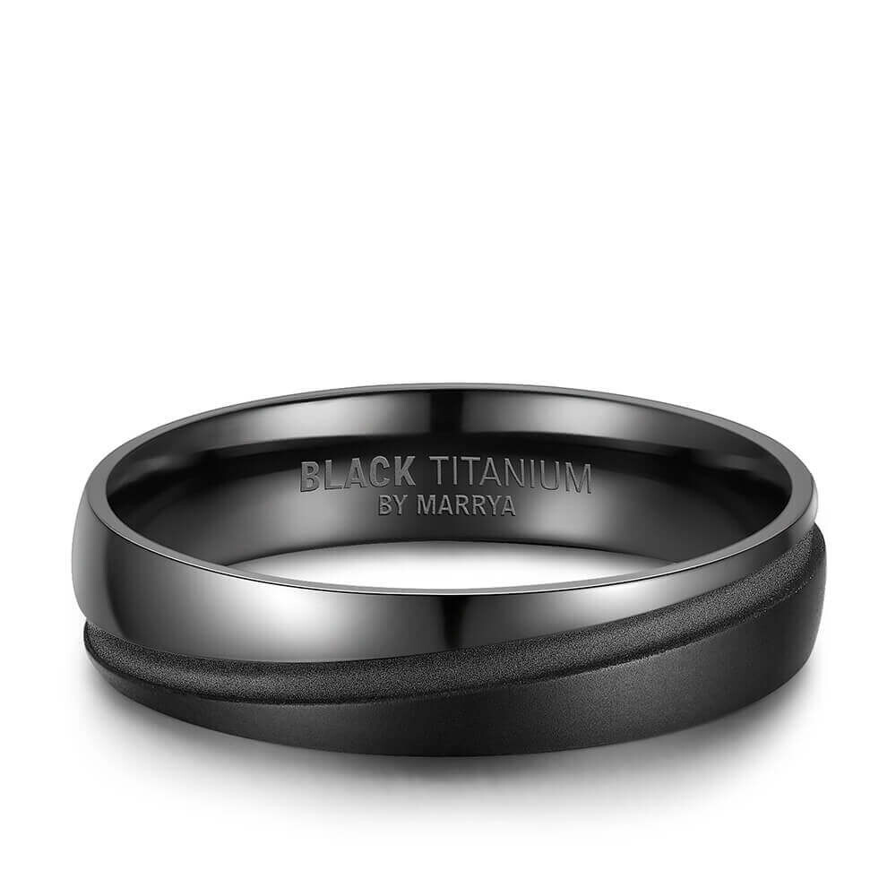 Einzelring Herren liegend Black Titanium BT-08