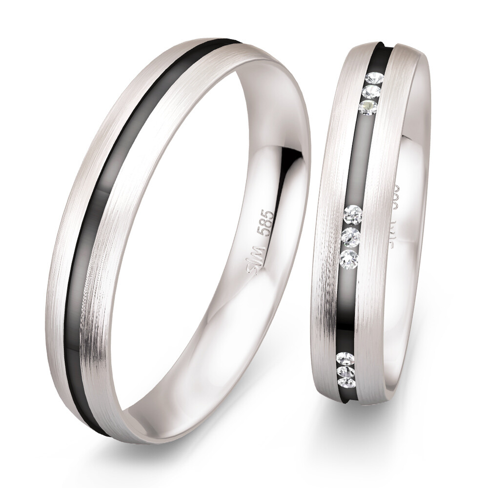 Trauringe Weißgold & Graugold 49/83113 & 49/83112