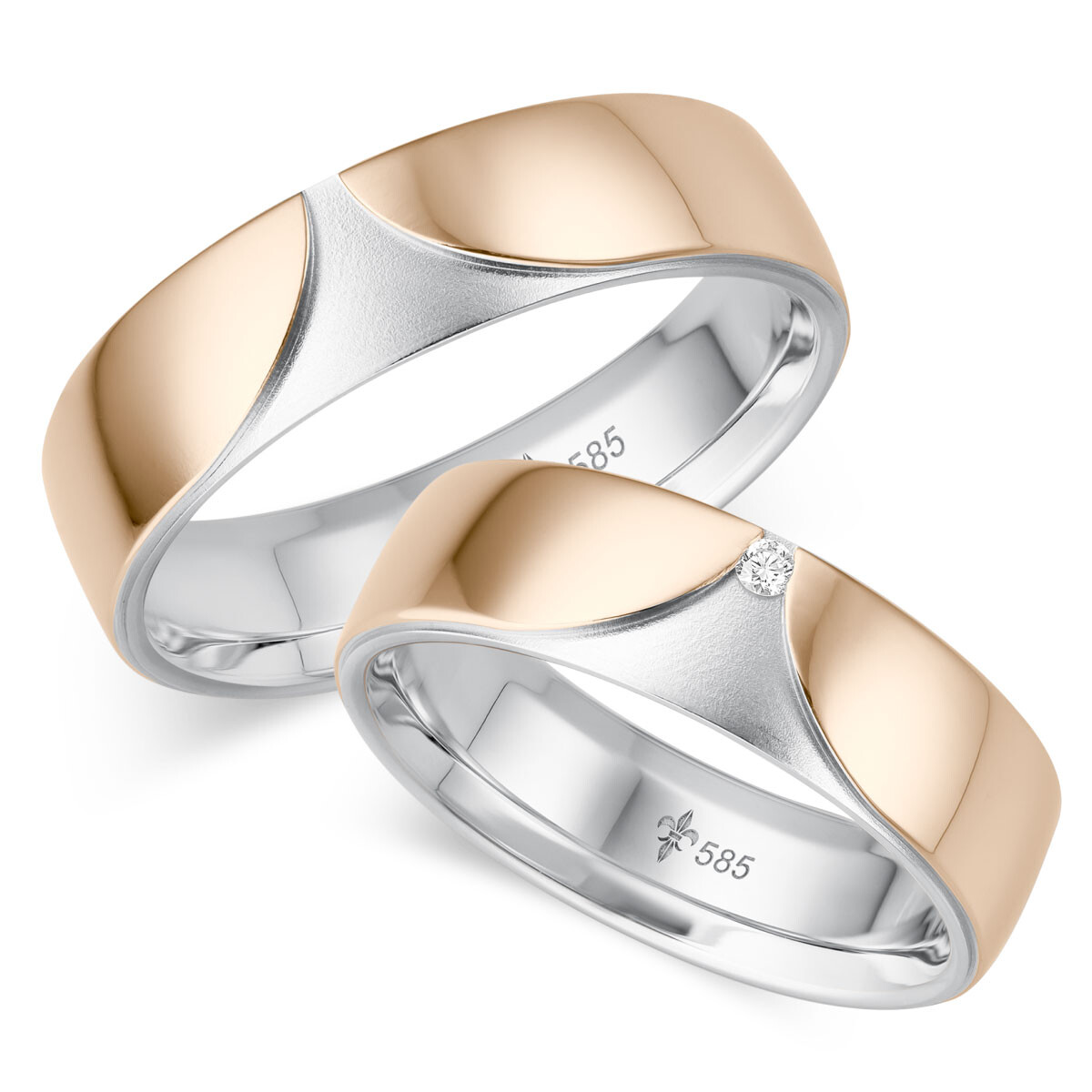 Trauringe Sophie Roségold & Weißgold TR-0-00011 & TR-1-00011