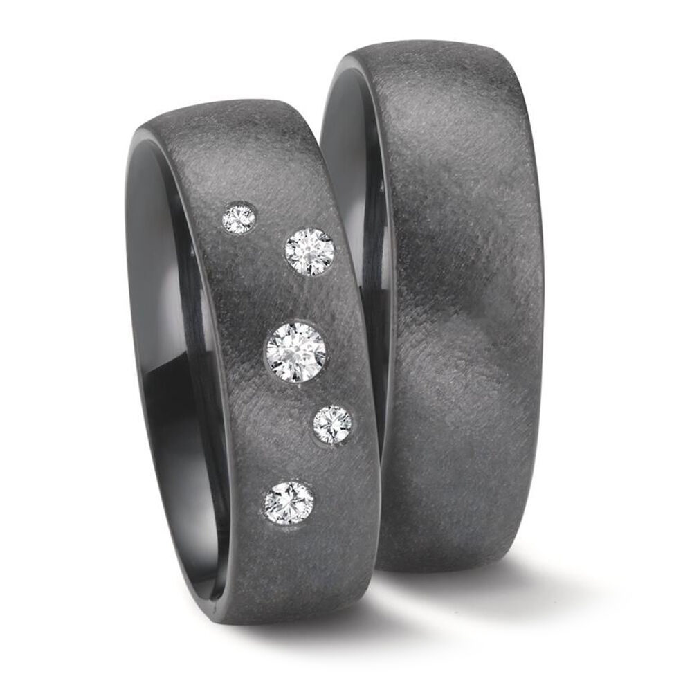 Eheringe aus Zirconium diagonal matt Brillant 0,150 ct.