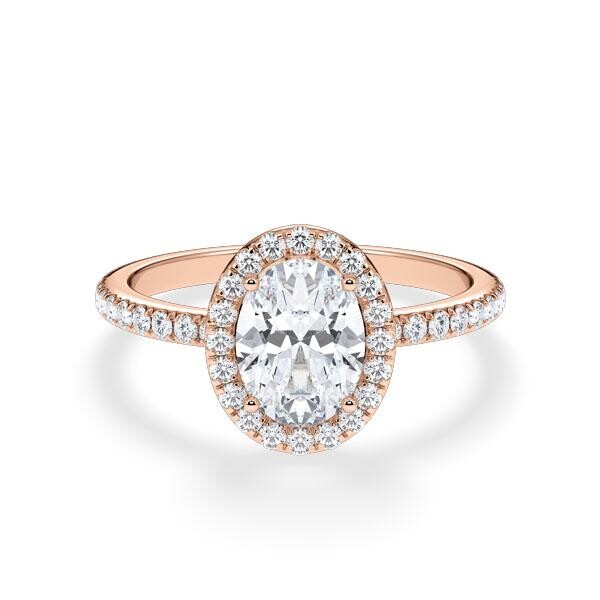 Verlobungsring Hidden Halo Oval Rotgold RU-1902