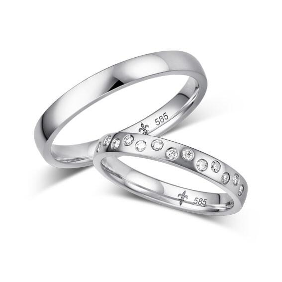 Giloy Trauringe TR-0-00057 & TR-1-00057 Florine Weißgold