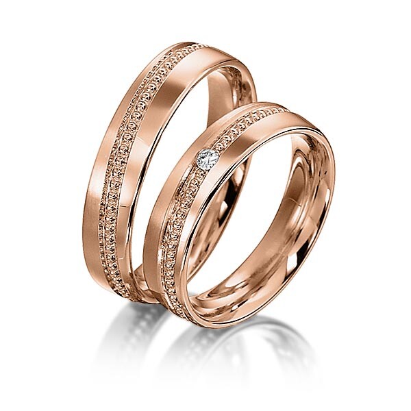 Trauringe Rotgold Perlfuge Brillant SC-1139-2