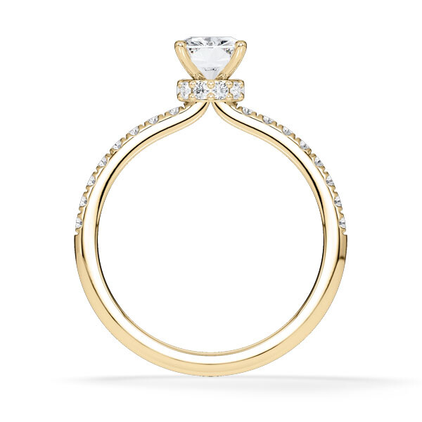 Diamantring Veiled Halo Radiant Gelbgold Rubin 1896