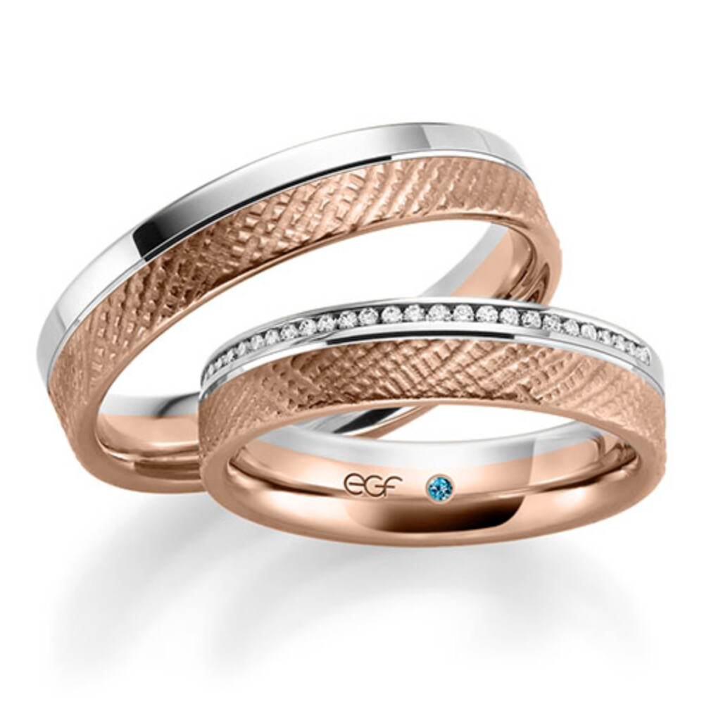 Trauringe Bicolor Weißgold & Rotgold Crisscross F-1380-1