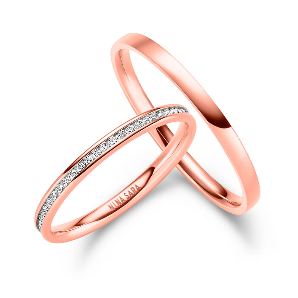 Edelstahlring Rosé Set Zirkonia NS16