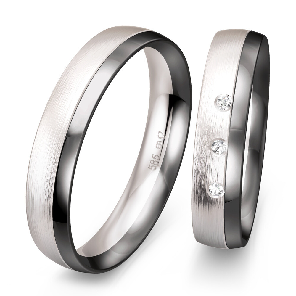 Trauringe Weißgold & Graugold Brillant 0,030 ct.