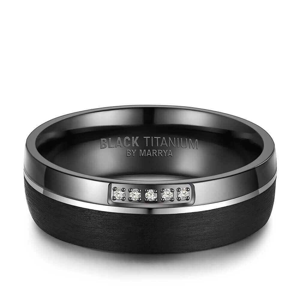 Einzelring Damen liegend Black Titanium BT-07