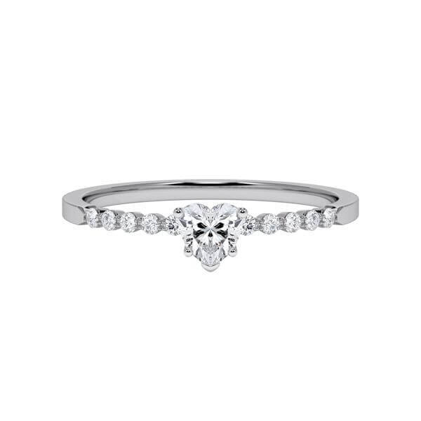 Diamantring Graugold 585 & Weißgold 585 Herz-Diamant zus. 0,400ct RU-1786