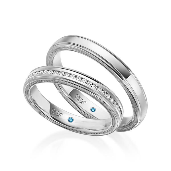 Trauringe Graugold Perlfuge Brillant F-1314-8