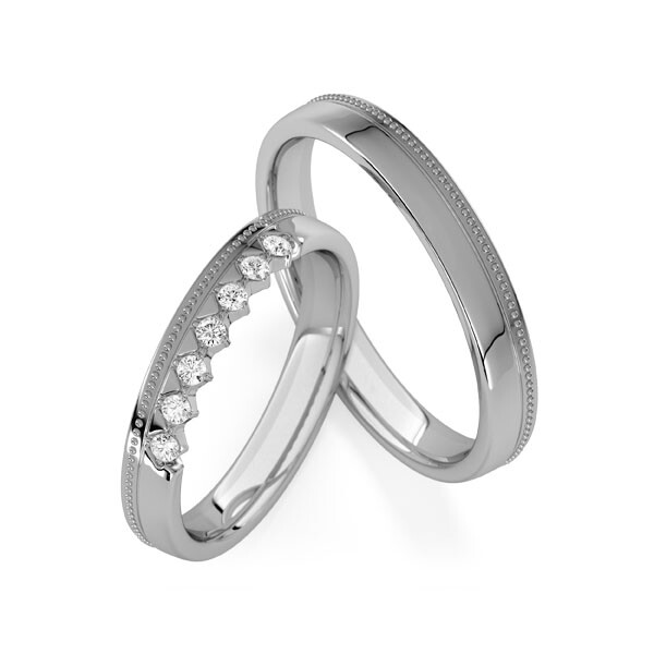 Trauringe mit Millgriff/Perlfuge Platin RU-1840