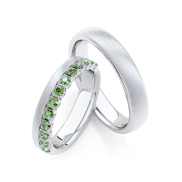 Trauringe Memoire Platin 950 Apple Green zus. 0,560 ct. RU-1768