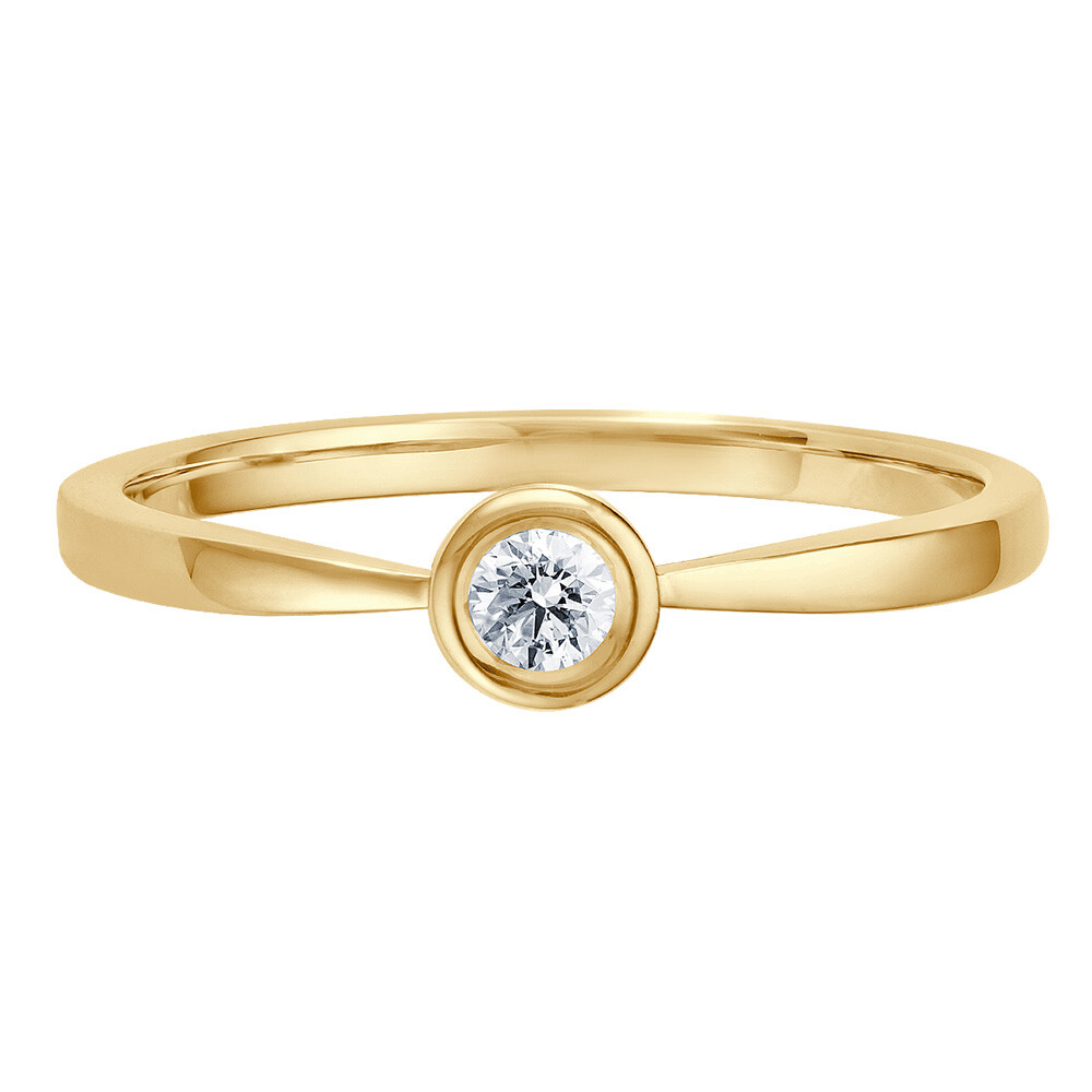 Solitaire Ring Gelbgold Brillant 0.090 ct. w/si, liegend