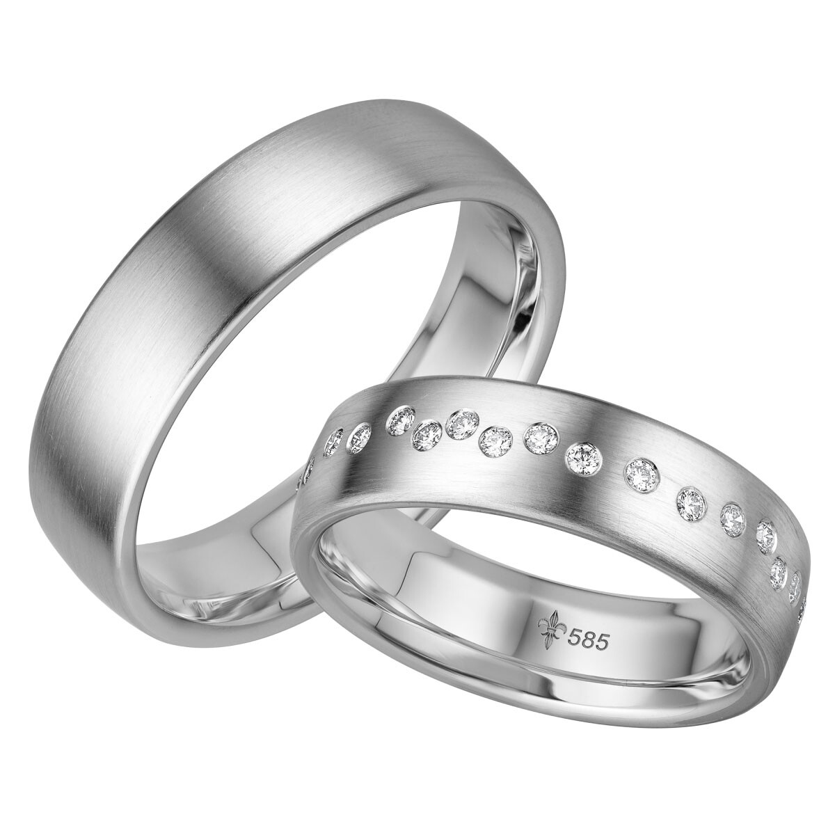 Trauringe TR-0-00028 & TR-1-00028 Blanche Weißgold