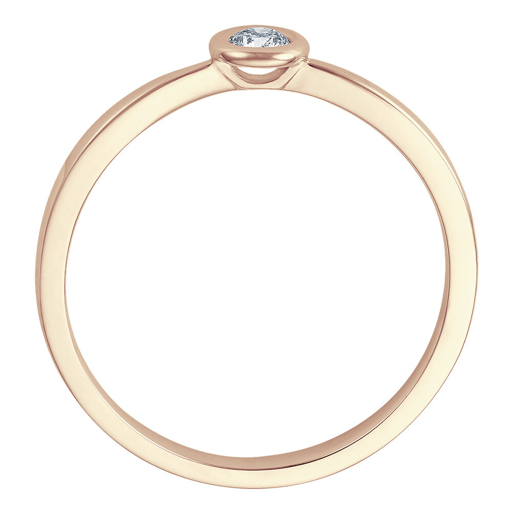 Solitaire Ring Roségold Brillant 0.090 ct. w/si, stehend