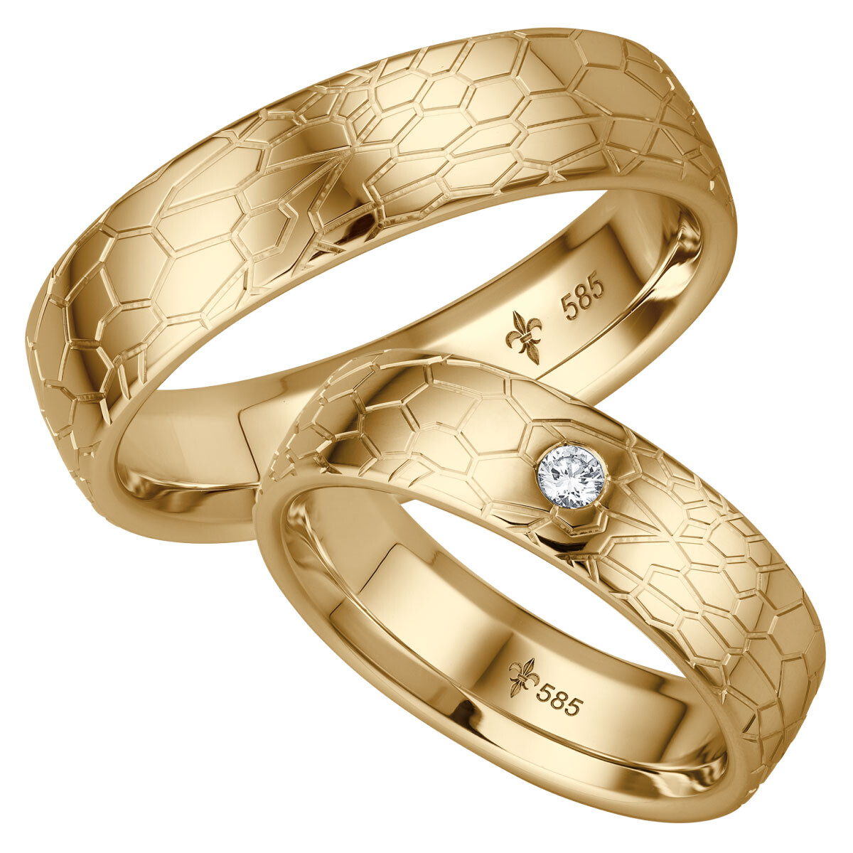Trauringe TR-0-00030 & TR-1-00030 Zoé Gelbgold