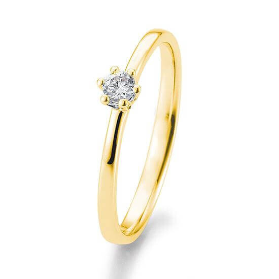 Verlobungsring Solitär 6er Krappen Gelbgold BR107-4 Brillant