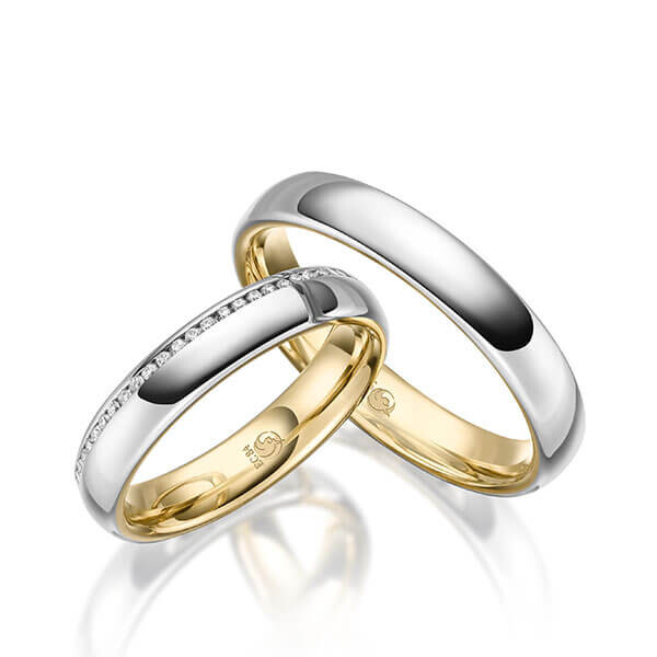 Trauringe Eheringe Bicolor Gelbgold Weißgold RU-1640